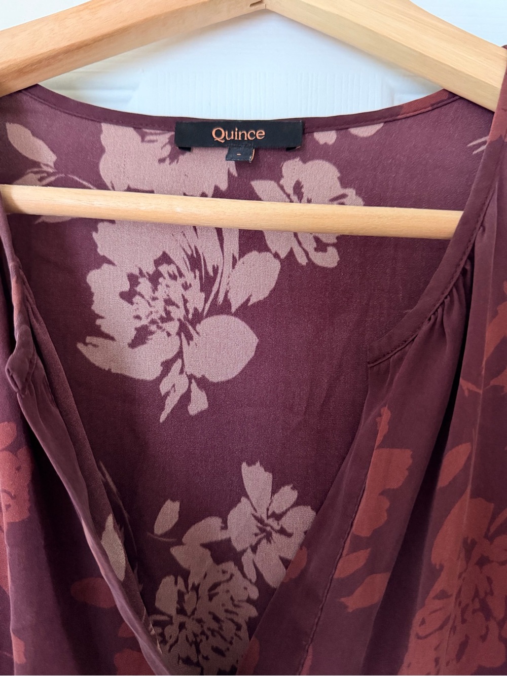 Quince Washable Stretch Silk Tiered Maxi Dress in Ruby Noir Size Small - Picture 2 of 9